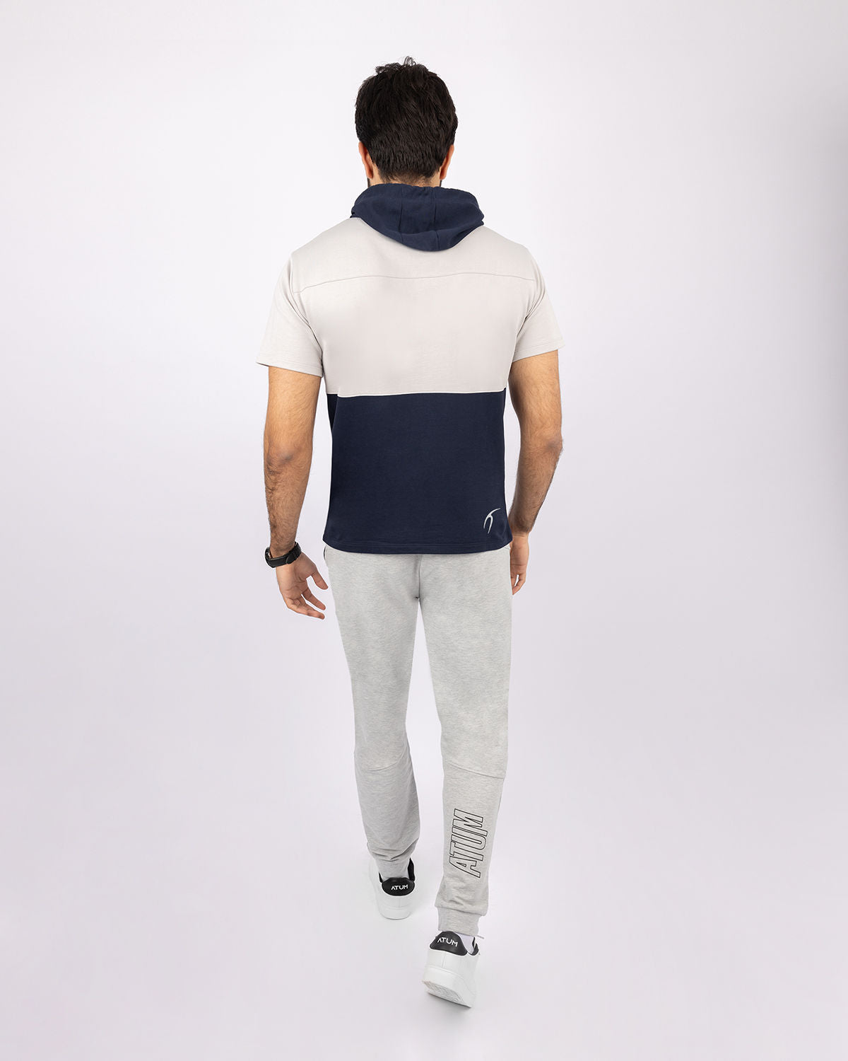 Half Sleeve Light Gray Hoodie-Atum -90240998