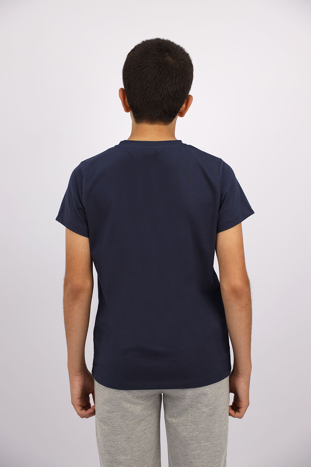 Boy's Short Sleeves Basic Navy T-shirt