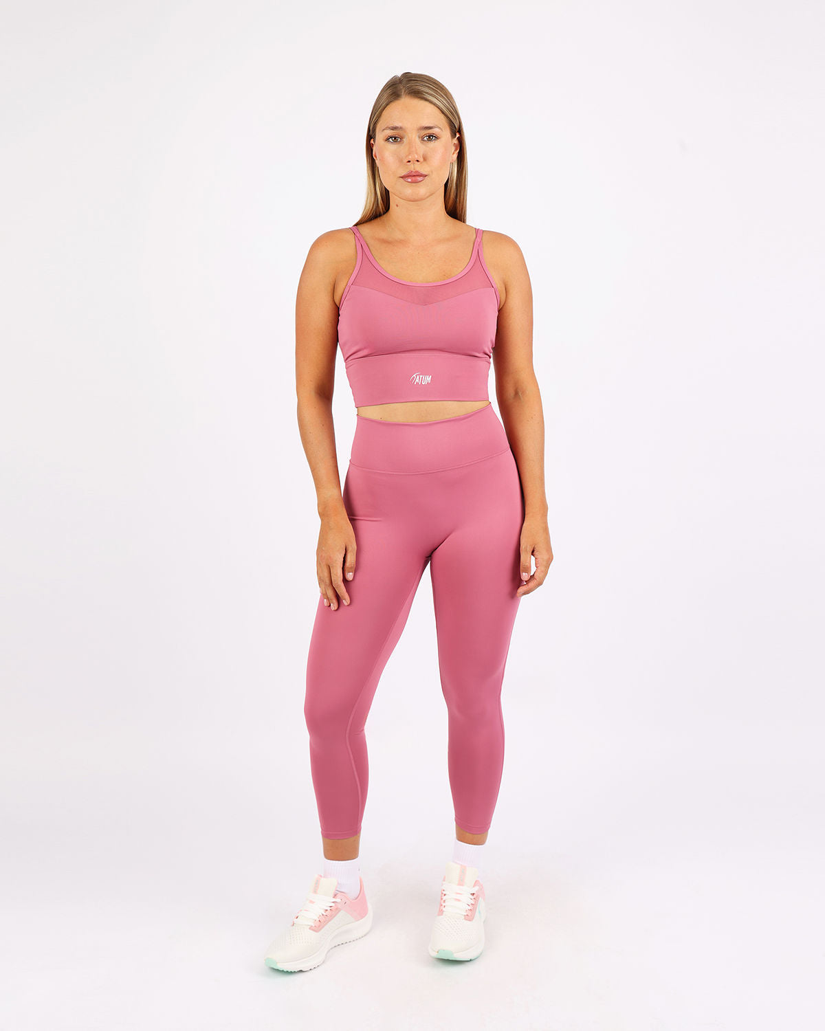 Curve Accent High-Rise Pink Leggings-Atum -40788436