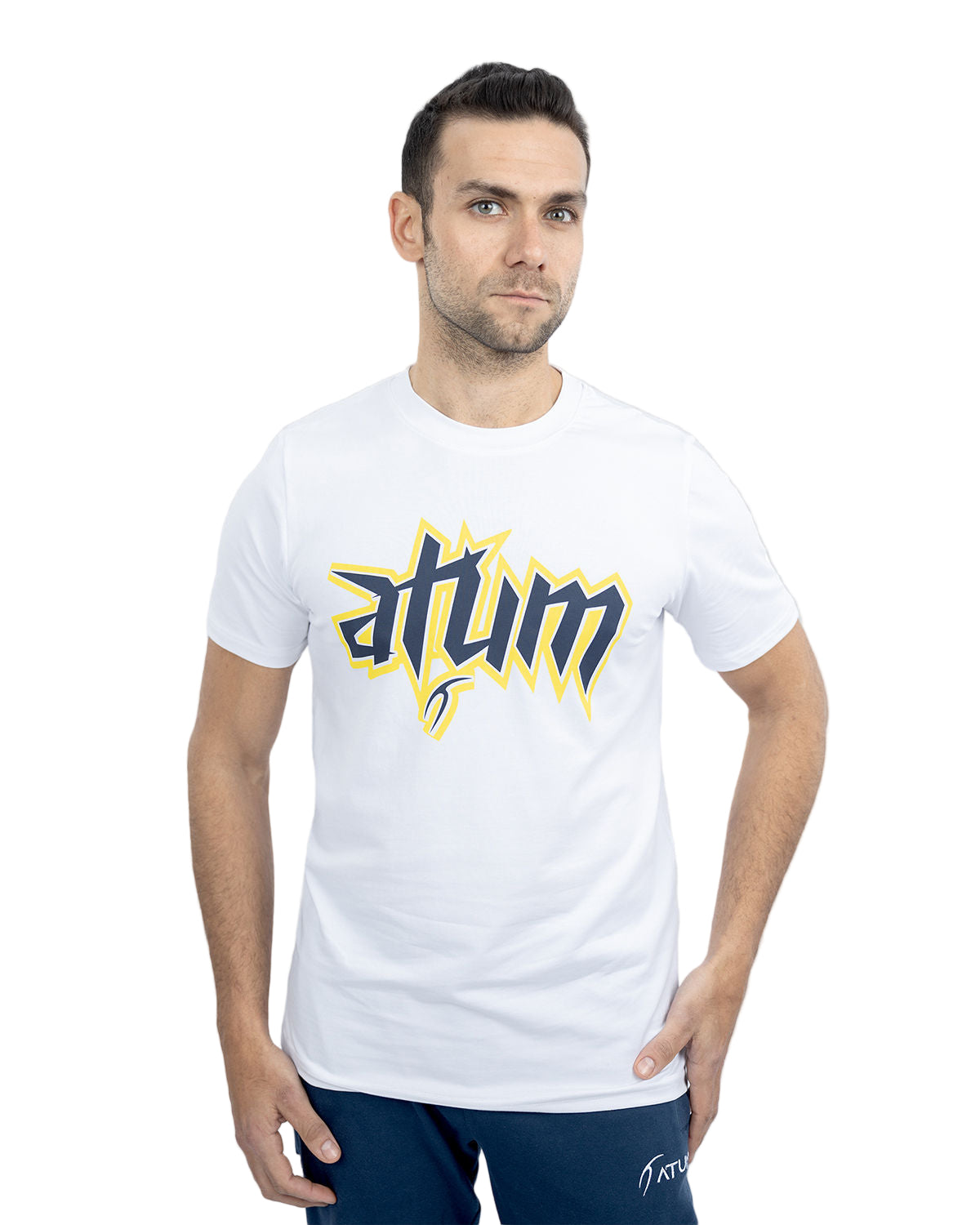 Men's Graphic Logo White T-Shirt-Atum -72979506