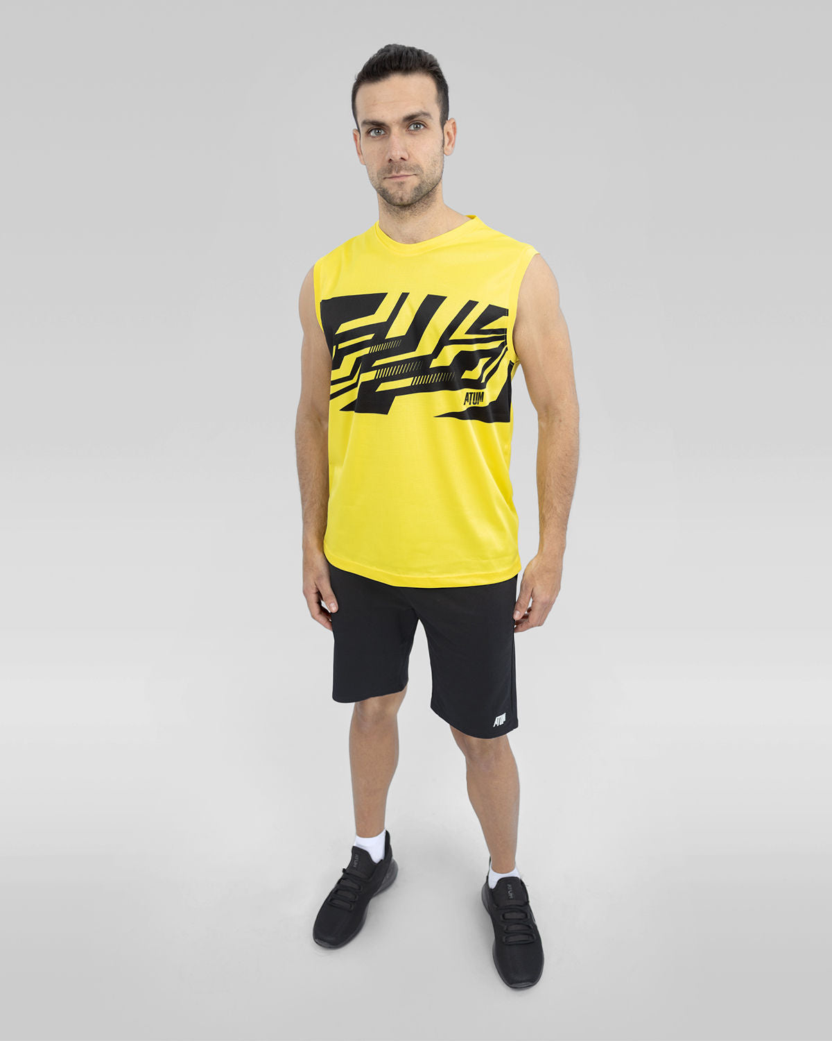 Men's Printed Yellow Tank Top-Atum -62152582