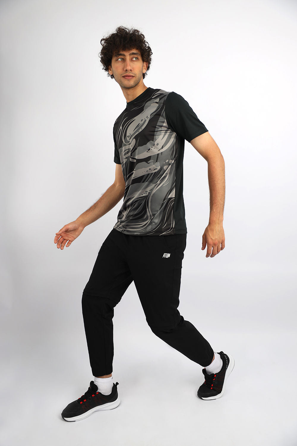 Men's Crew-Neck Black T-Shirt-Atum -91467271