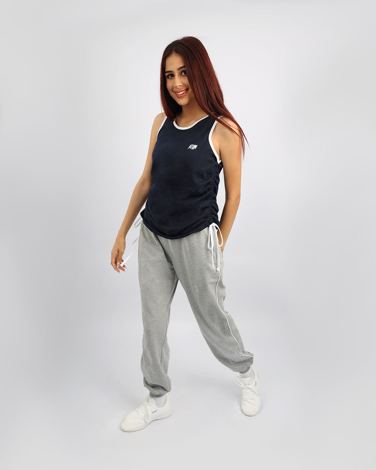 Women's Navy Basic Tank Top-Atum -57972416