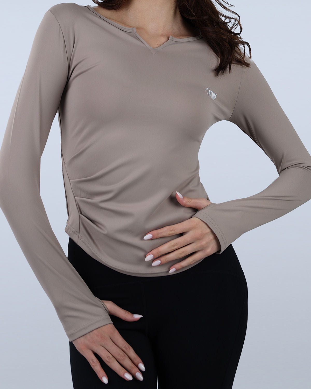 Elegance Women's Coffee Long-Sleeve Top-Atum -61015284