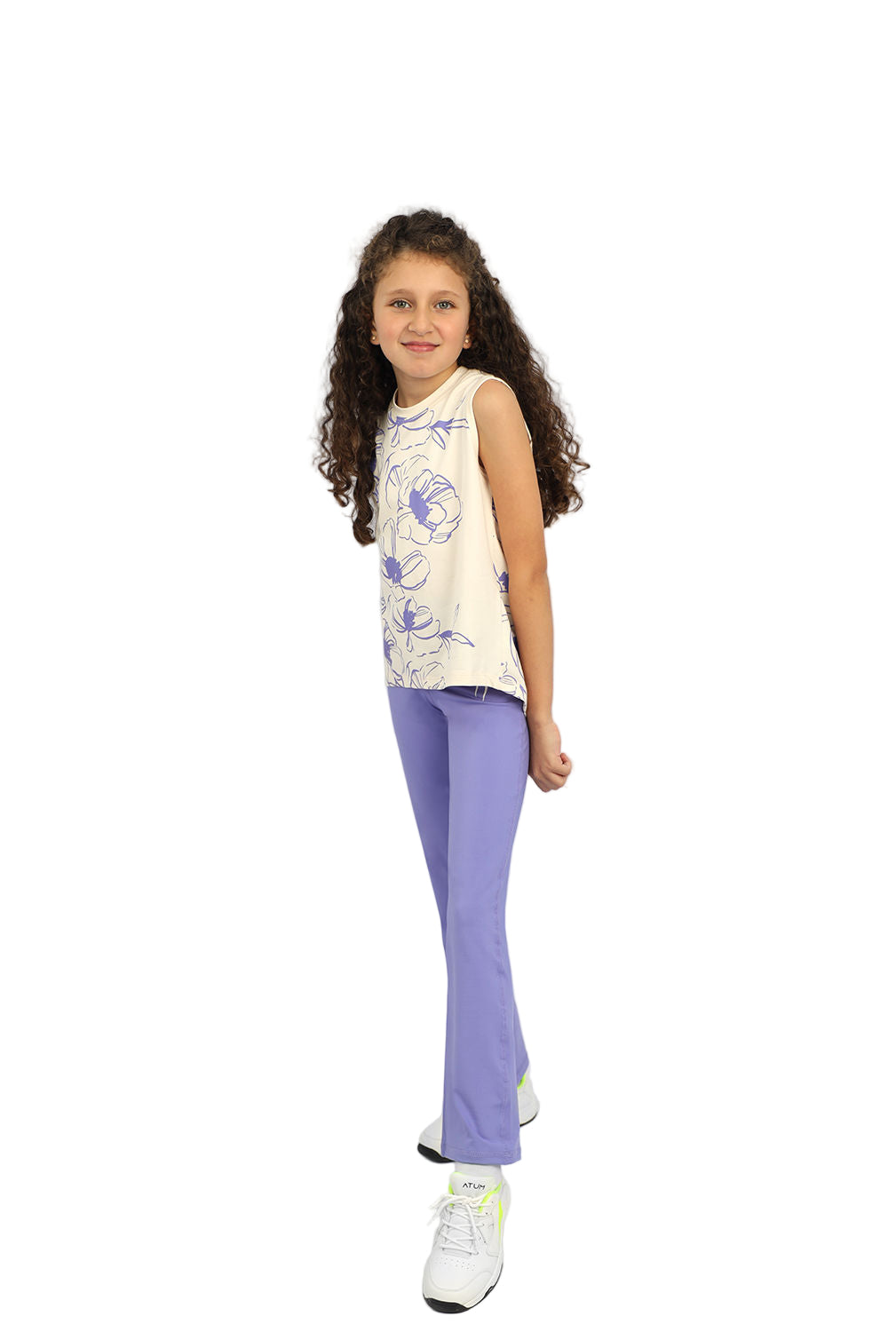 Girl's Flowery White Tank Top-Atum -8550741