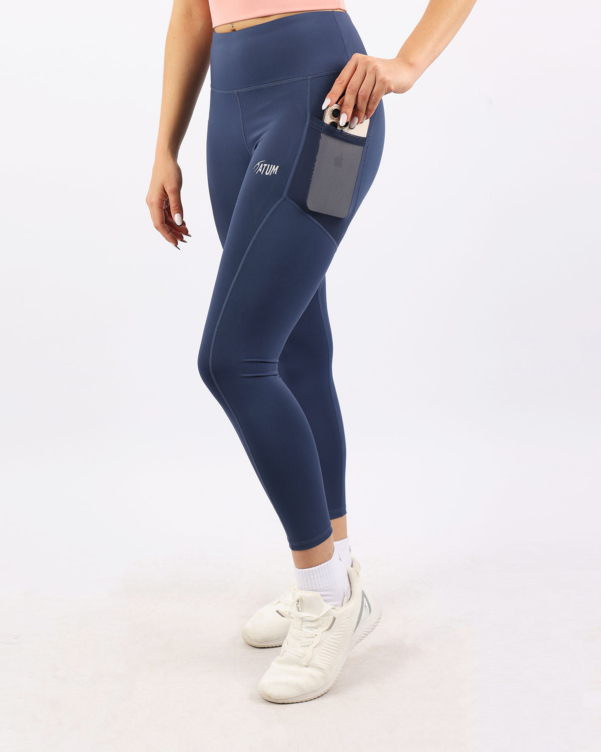 Pocket Flex Capri Navy Leggings-Atum -38517524