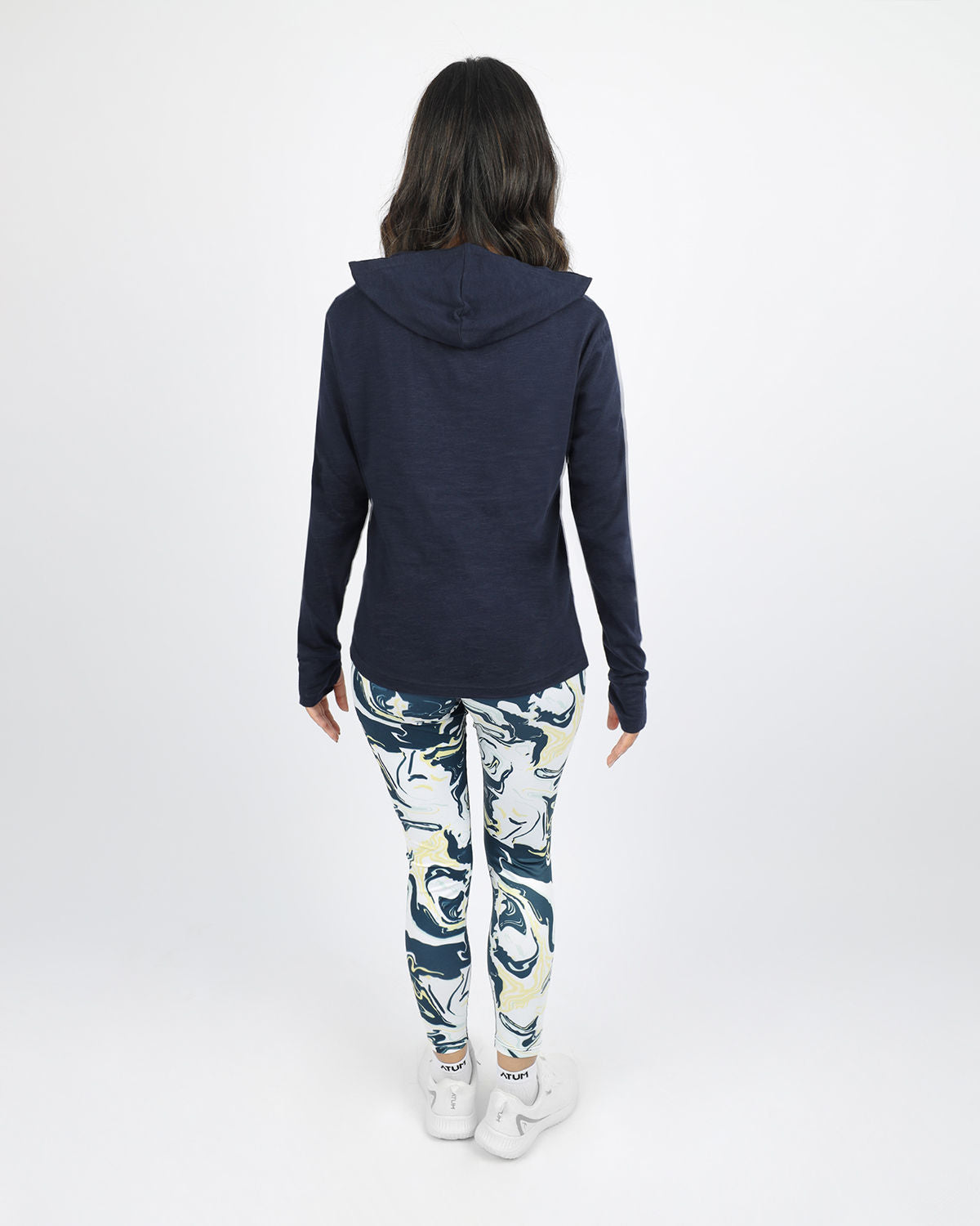 Women's Hooded Navy T-Shirt-Atum -62126140