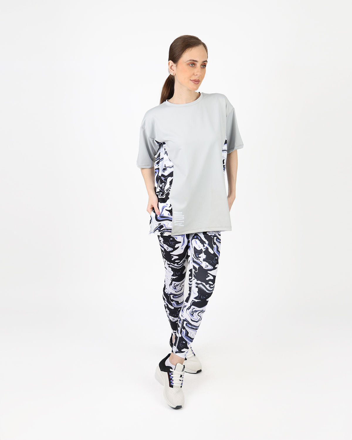 Women's Oversized Gray T-Shirt-Atum -80293150