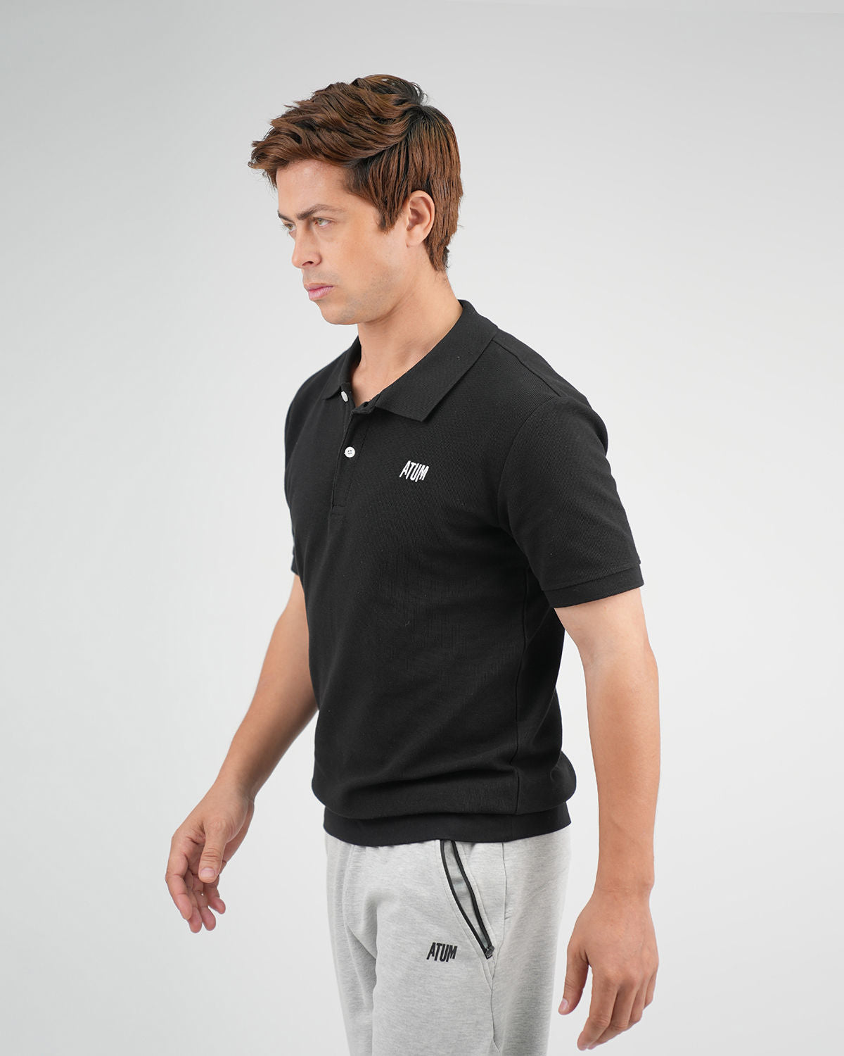 Regular Fit Black Polo Shirt-Atum -41394768