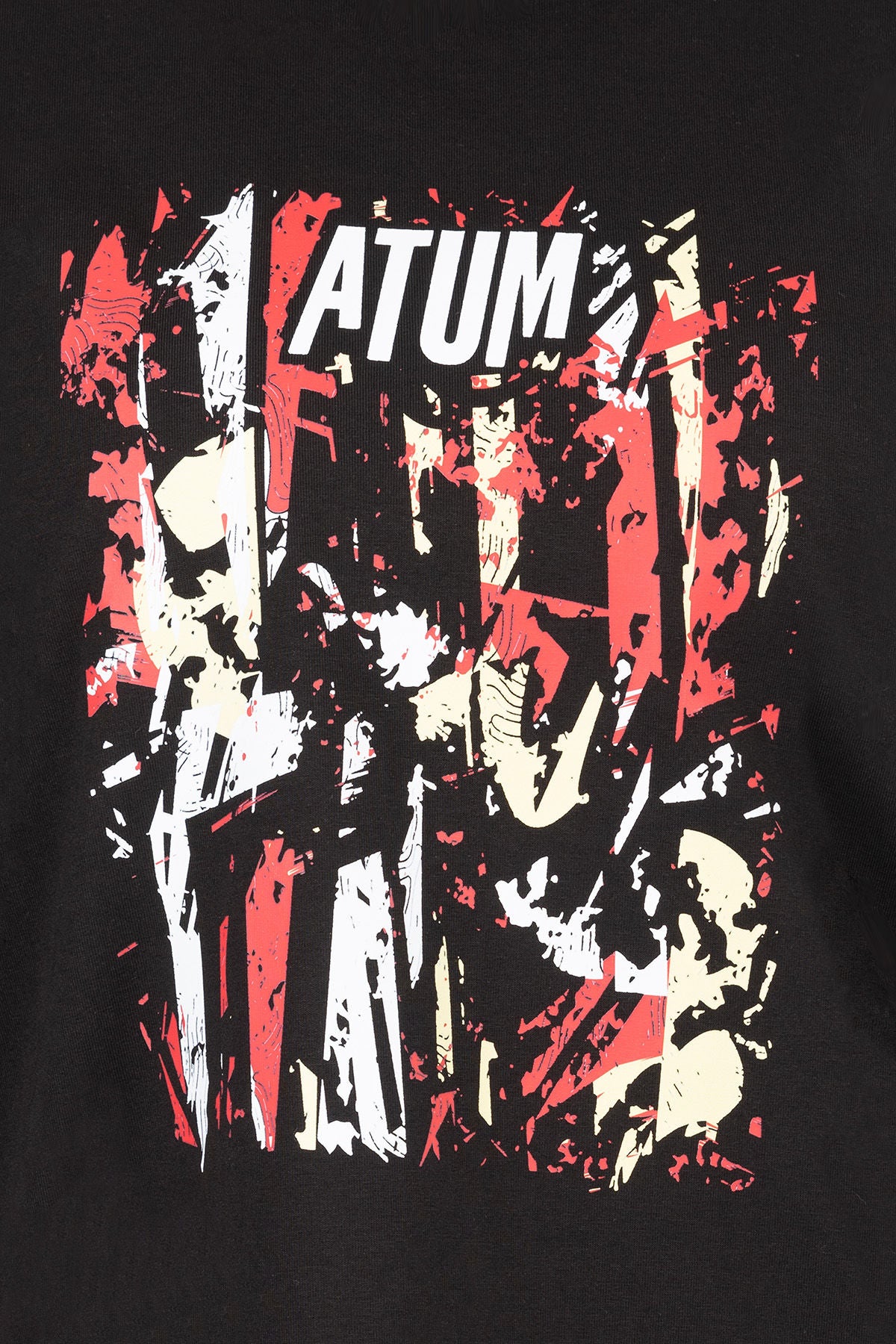 Oversize Printed Women's Black T-Shirt-Atum -51462614
