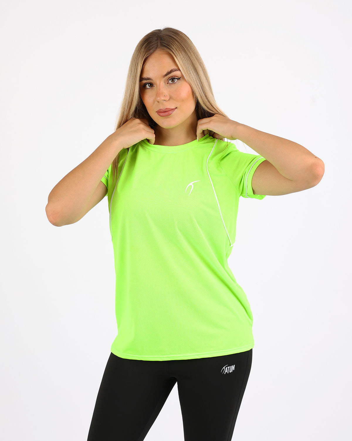 Short-Sleeve Breathable Lime Green Mesh Top-Atum -94455745