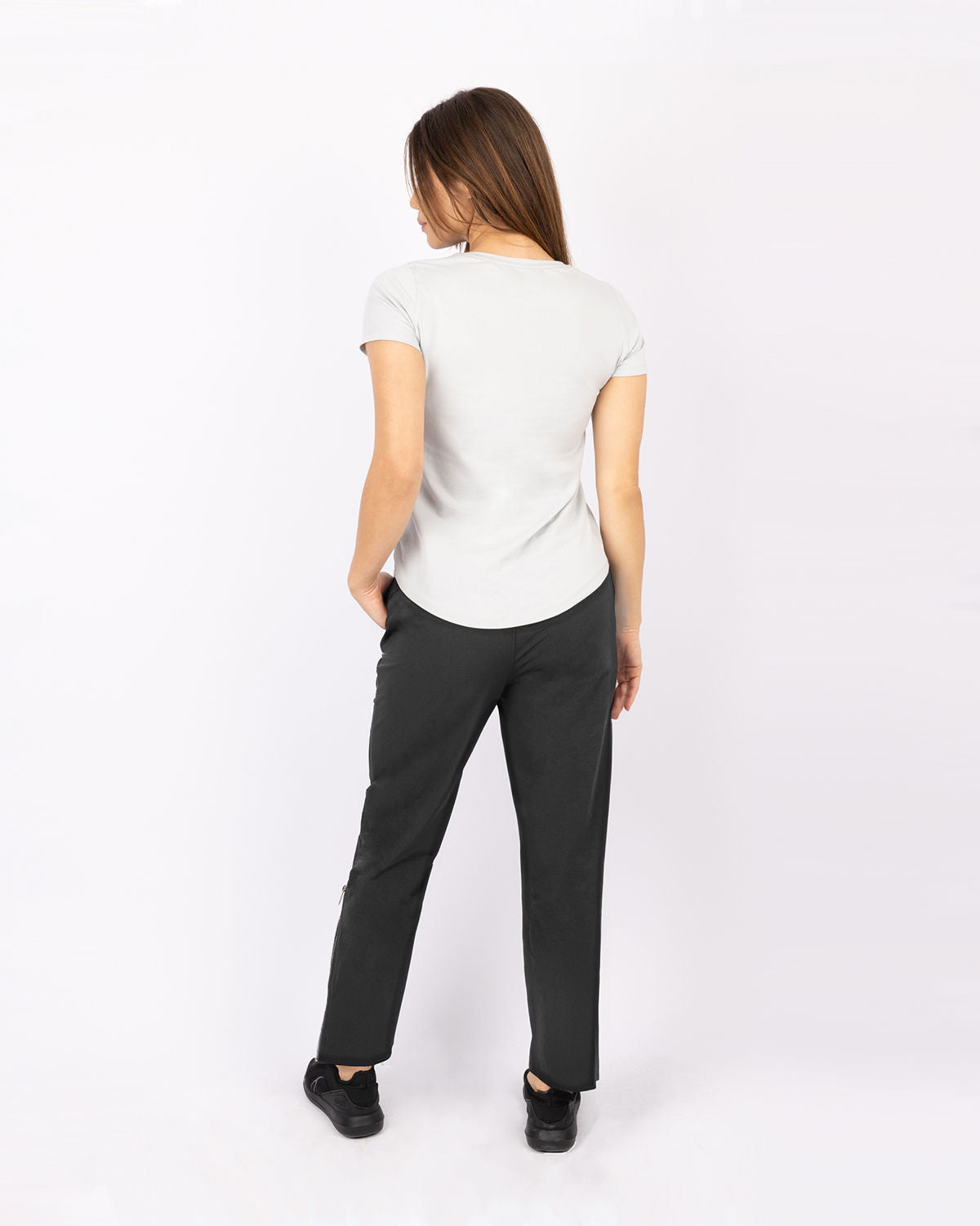Slit Zipper Gray Women's Pants-Atum -17858624