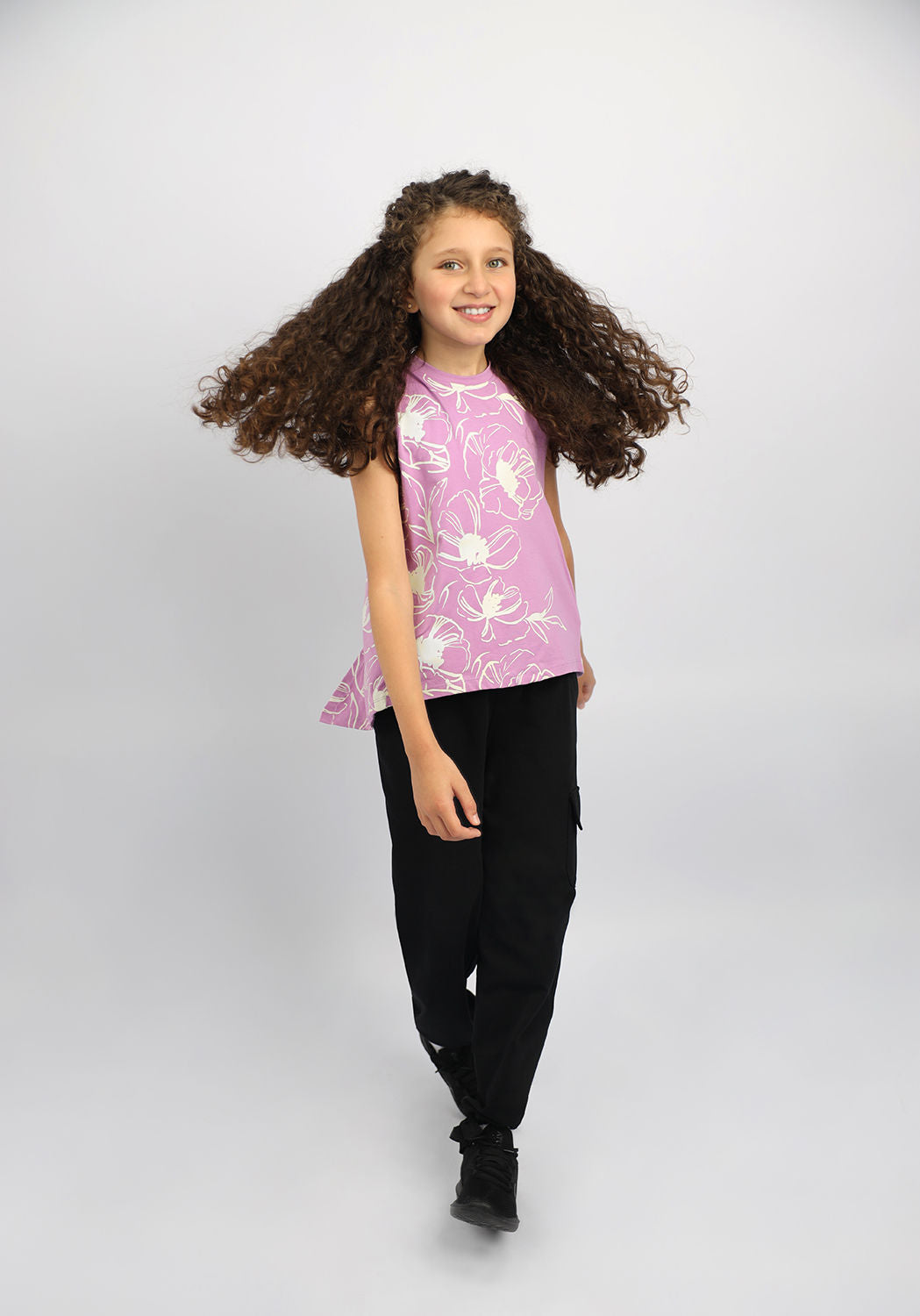 Girl's Flowery Violet Tank Top-Atum -51535869