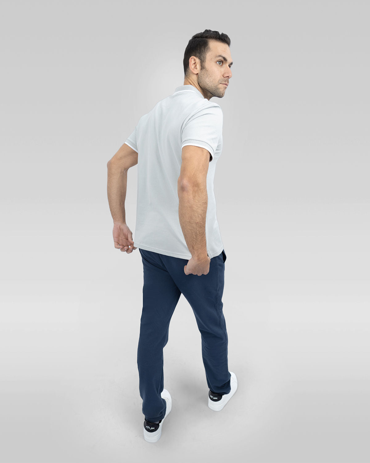 Men's Gray Polo Shirt-Atum -87929549