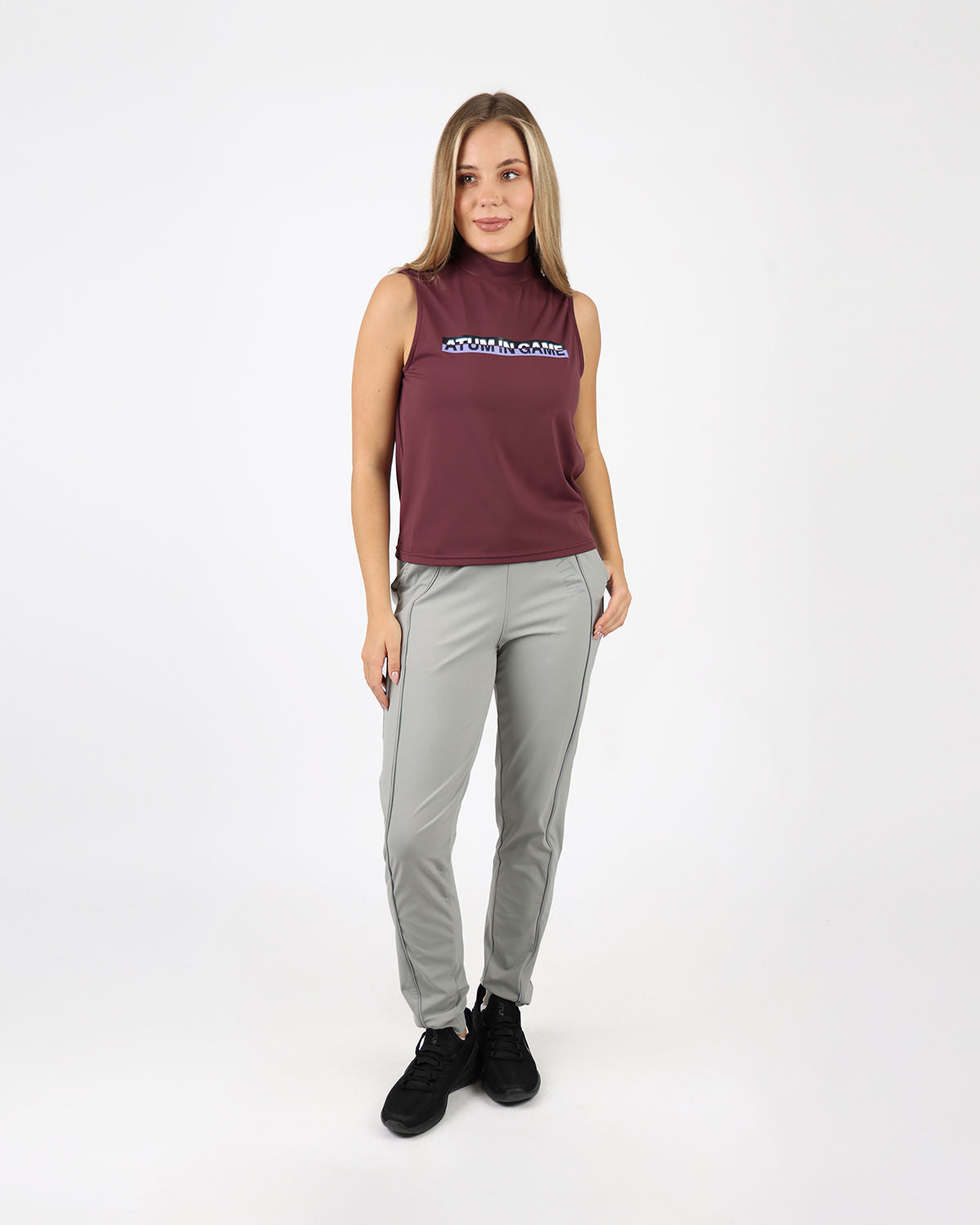 Sleeveless Training Burgundy Tank Top-Atum -17762407