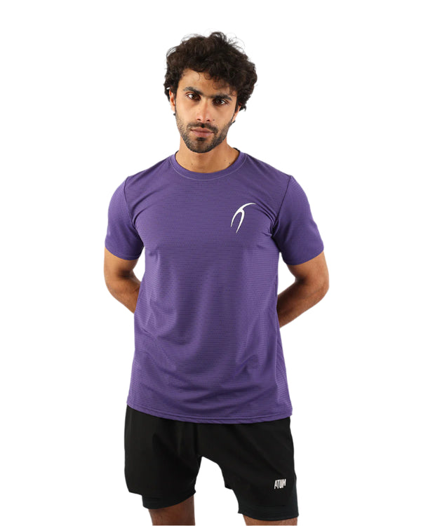 Crew Neck Short Sleeve Purple Athletic Top-Atum -56994458