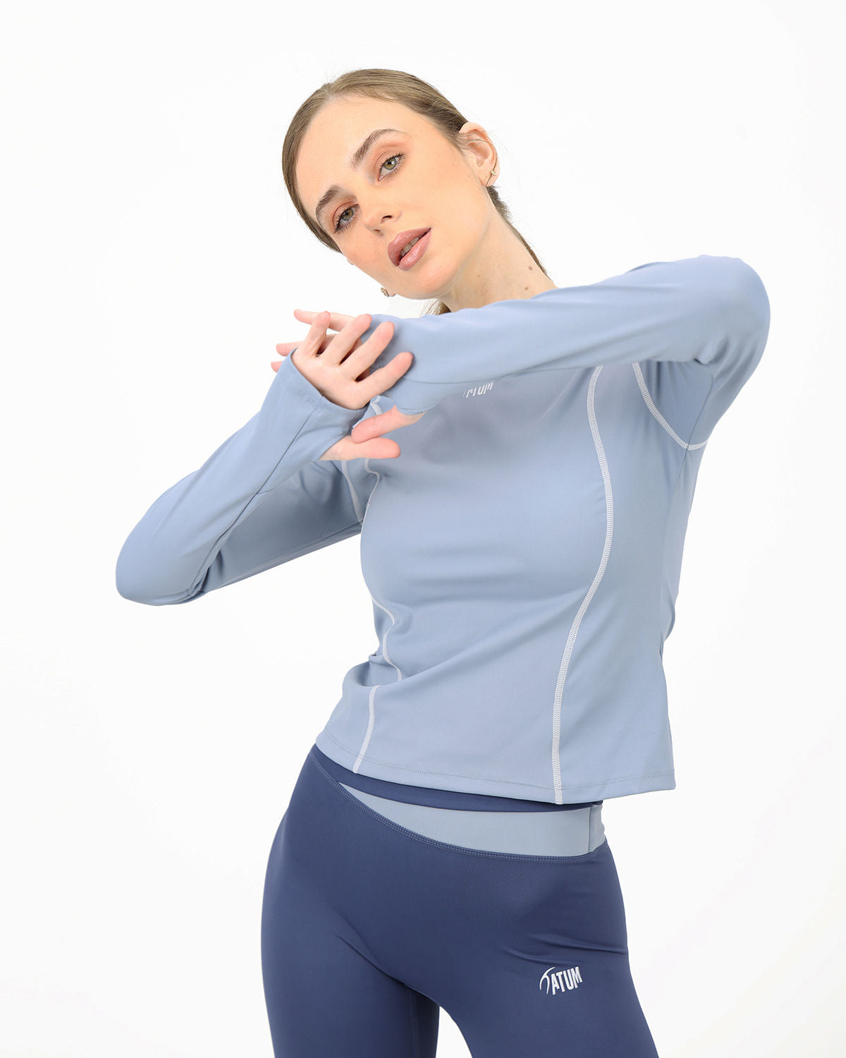 Streamline Long Slevess Women's Blue Top-Atum -23478280