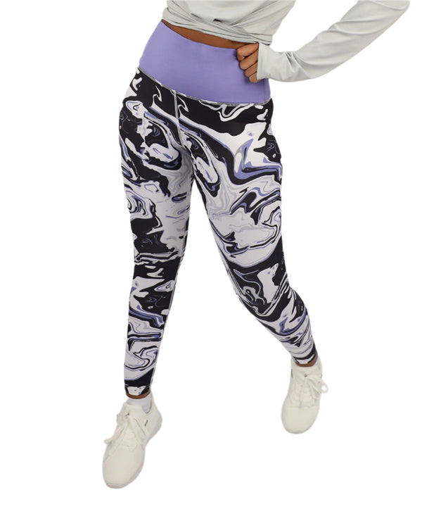 Blooming High Waist Purple Leggings-Atum -21956667