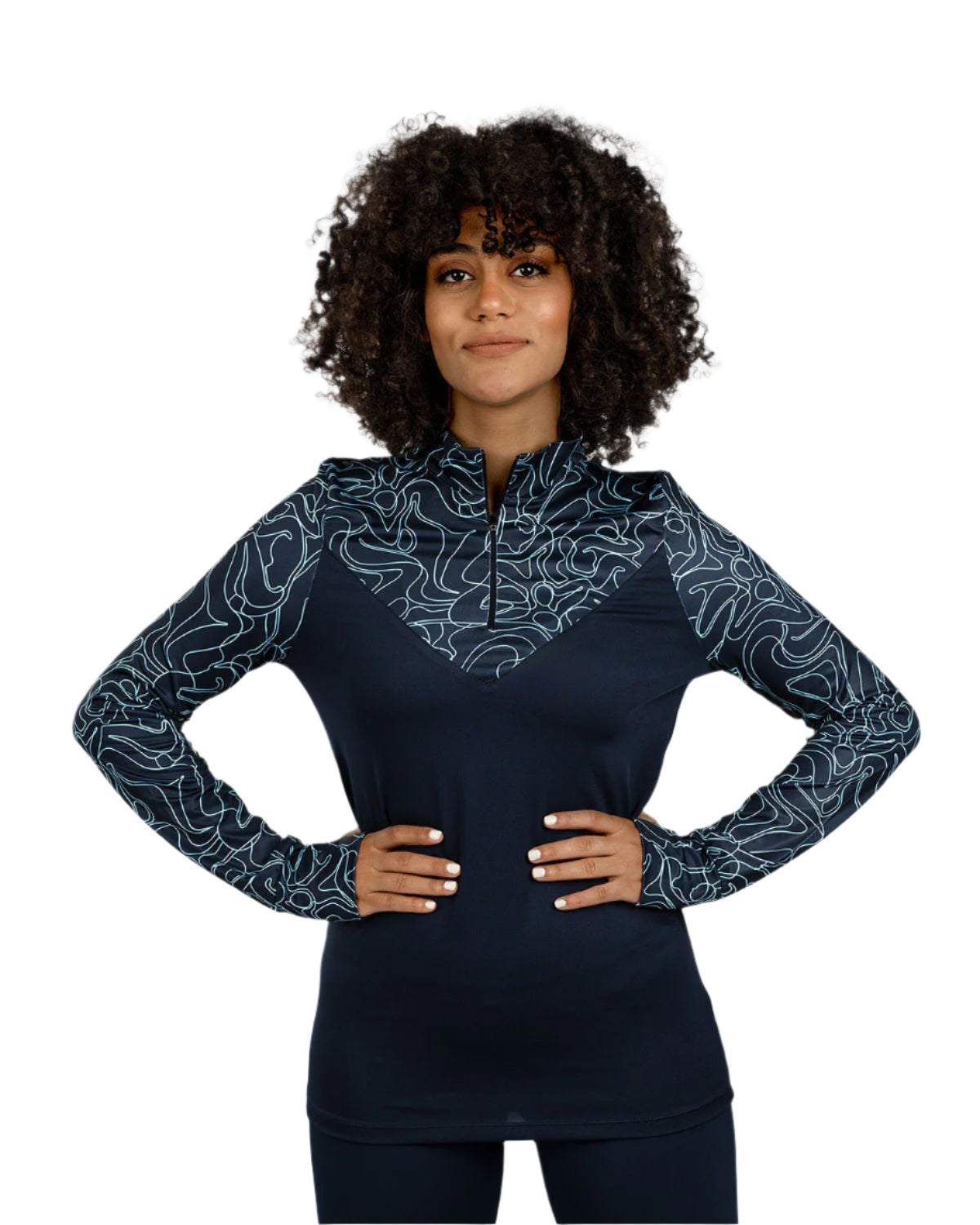 High-Neck Limitless Navy Top-Atum -48928925