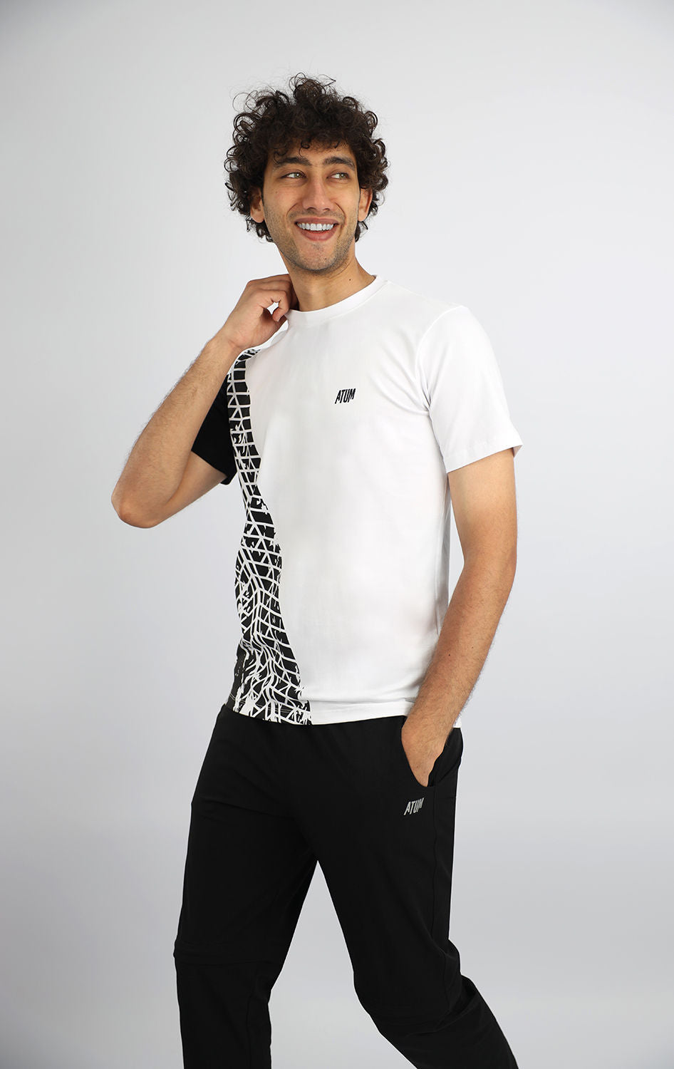Futuristic Crew-Neck White T-Shirt-Atum -45790151