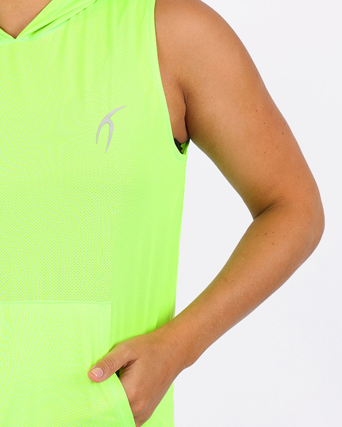 Sleeveless Breathable Lime Green Women's Hoodie-Atum -86764527