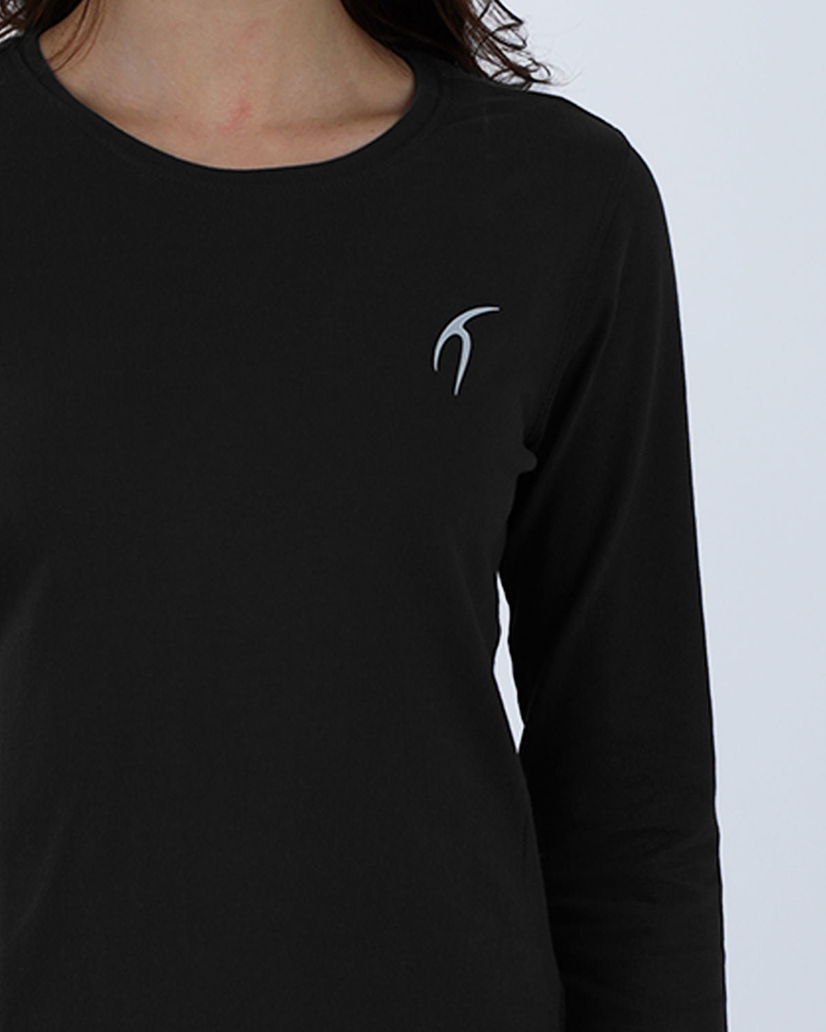 Basic Long Sleeve Black T-Shirt-Atum -20324631