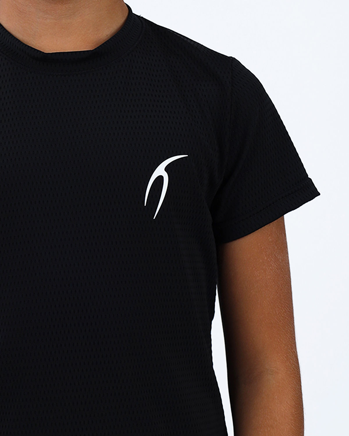 Crew Neck Short Sleeve Black Breathable Top-Atum -1457511