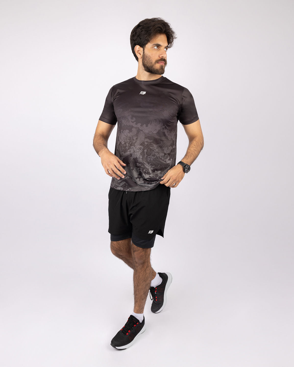 Round Printed Black T-Shirt-Atum -31986696
