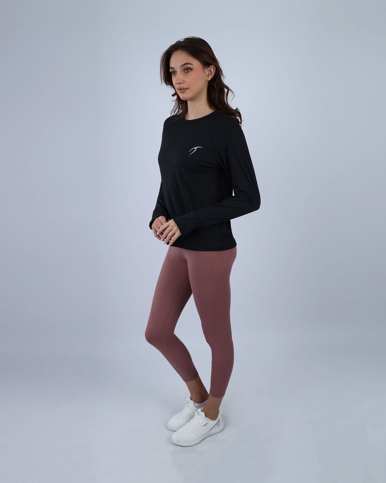 Slim Long Sleeve Black Printed Top-Atum -4226425