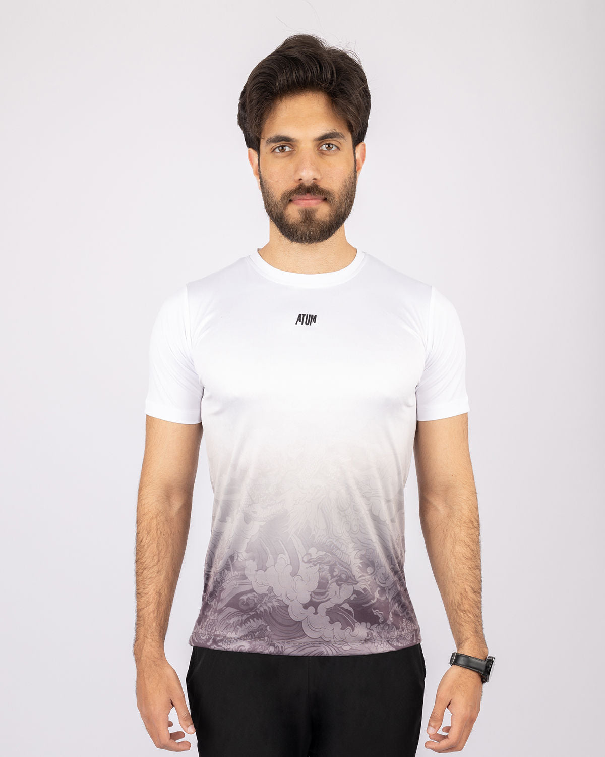 Round Printed Gray T-Shirt-Atum -47533842