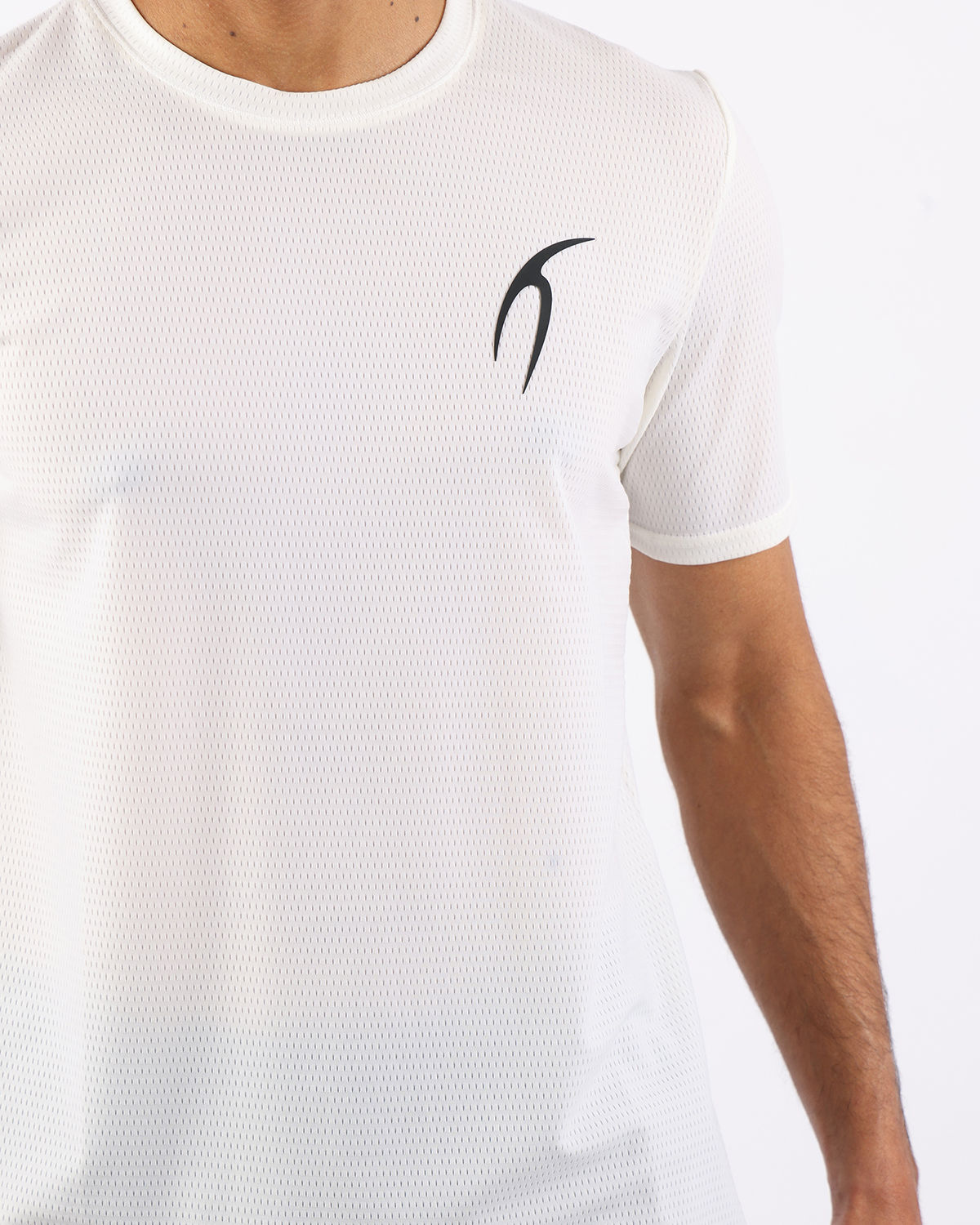 Crew Neck Short Sleeve White Athletic Top-Atum -5757211