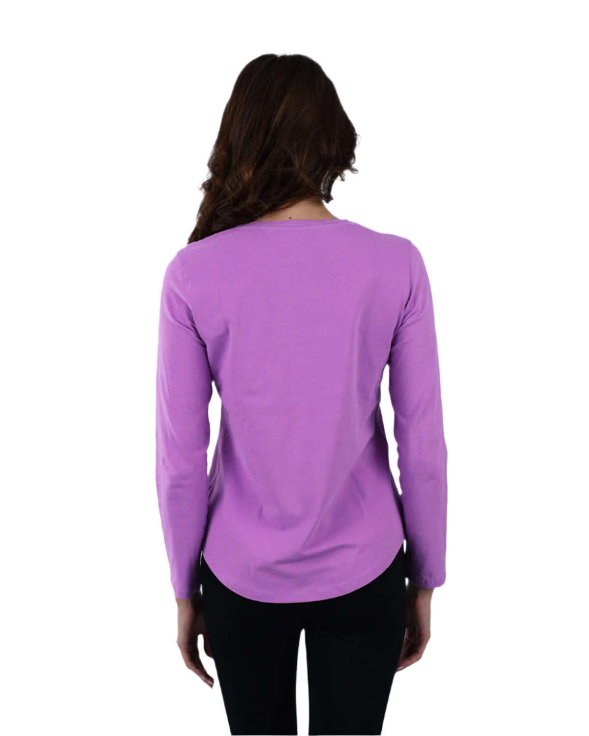 Basic Long Sleeve Lavender T-Shirt-Atum -86202112
