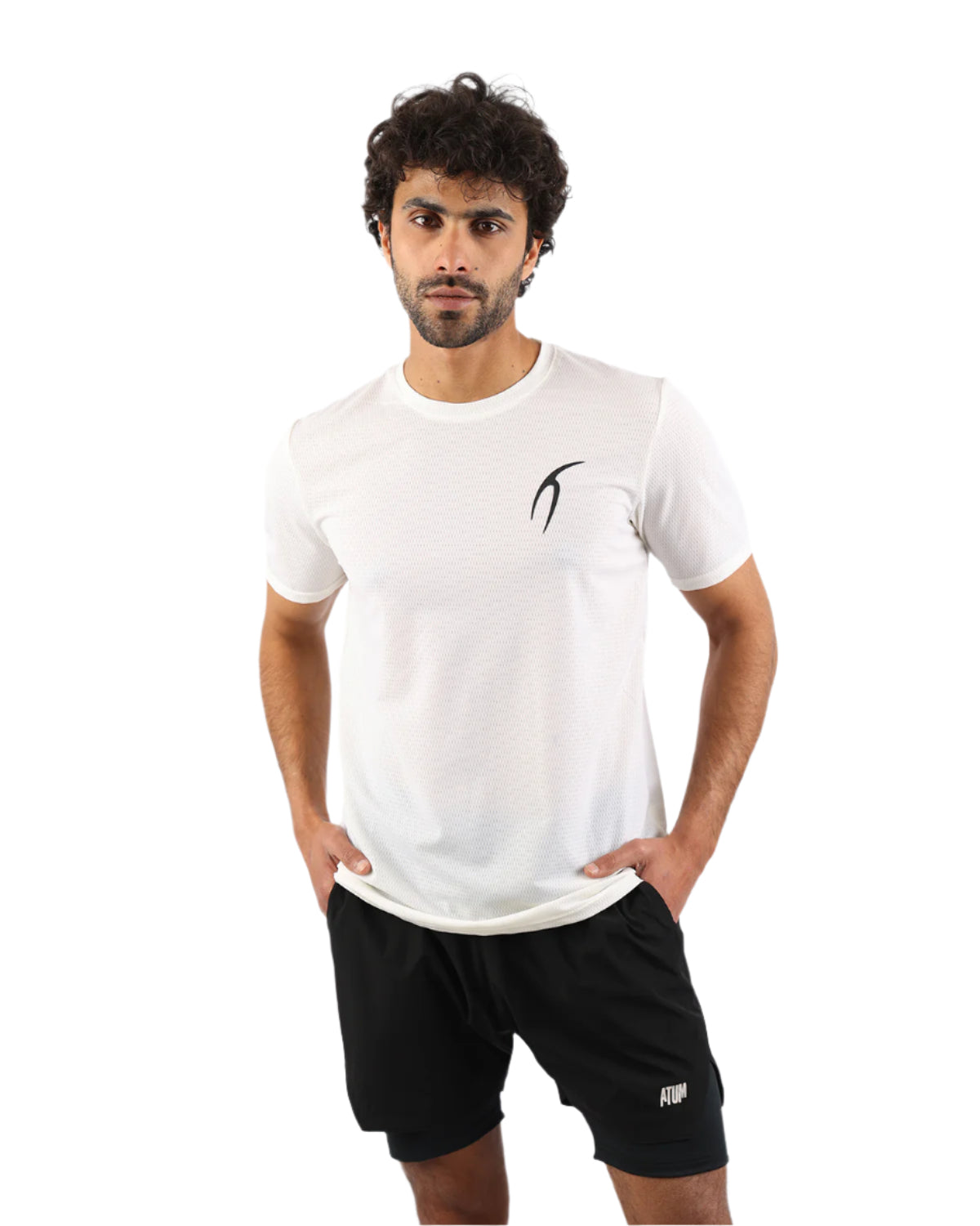 Crew Neck Short Sleeve White Athletic Top-Atum -22742227