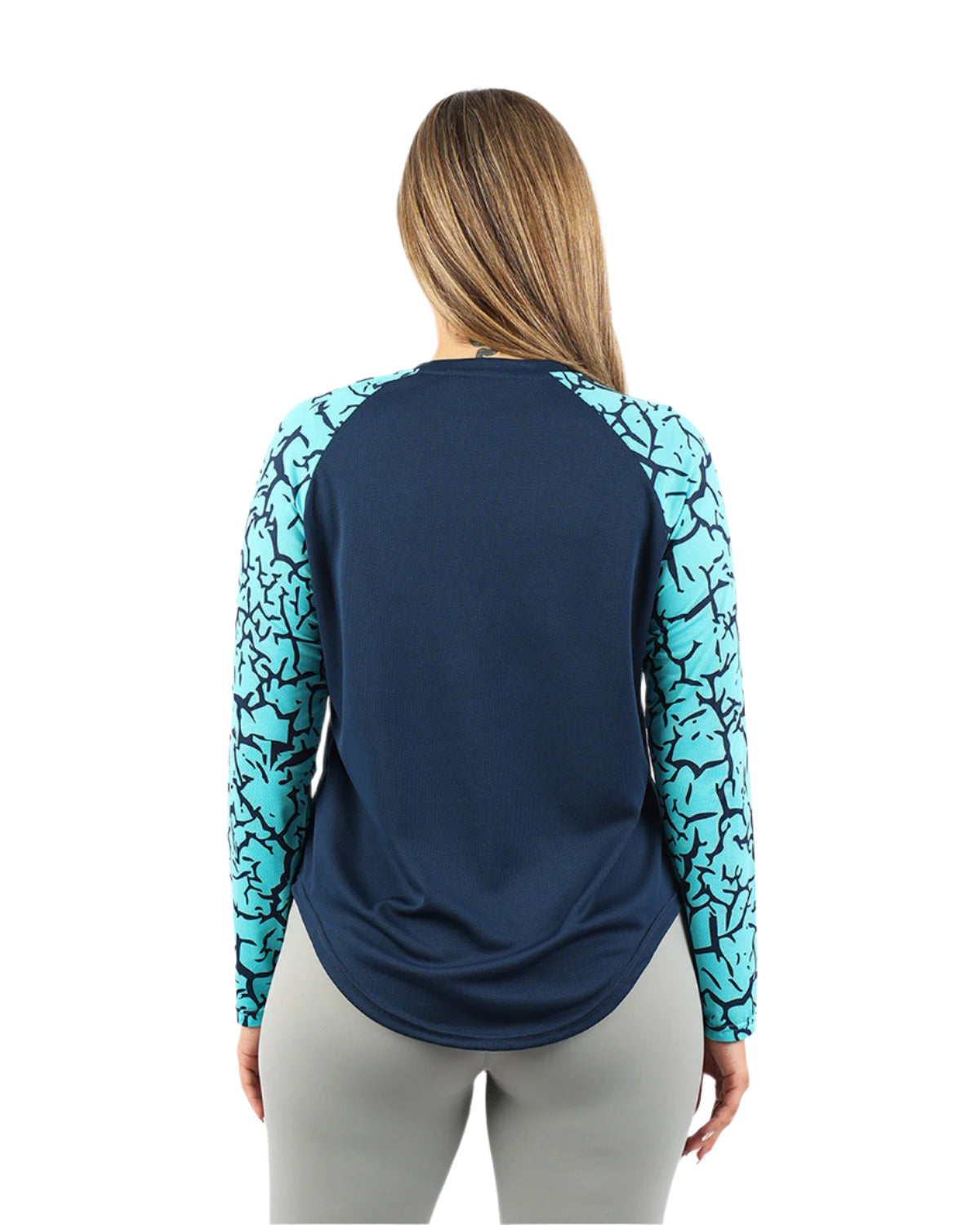 Crew Neck Long Sleeve Turquoise Top-Atum -41142642