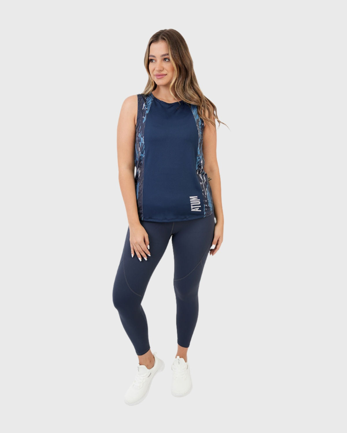 Marble Printed Navy Tank Top-Atum -1034203