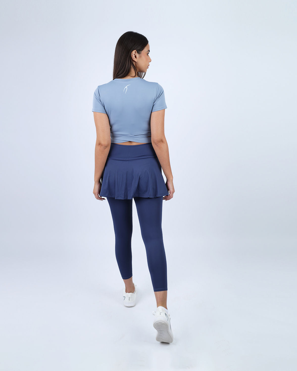 Twisted Short Sleeves Blue Crop Top-Atum -49701365