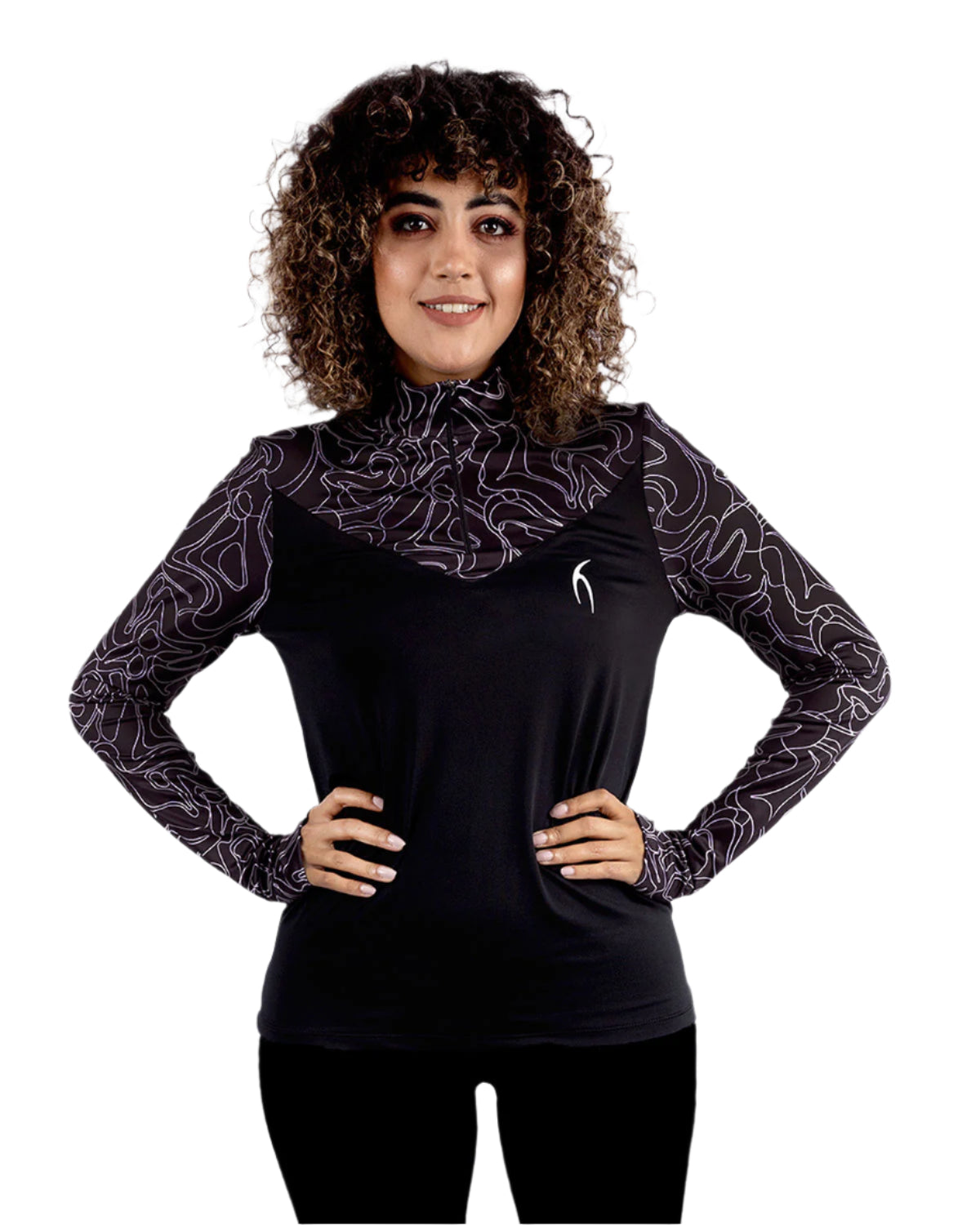 High-Neck Limitless Black Top-Atum -32876084