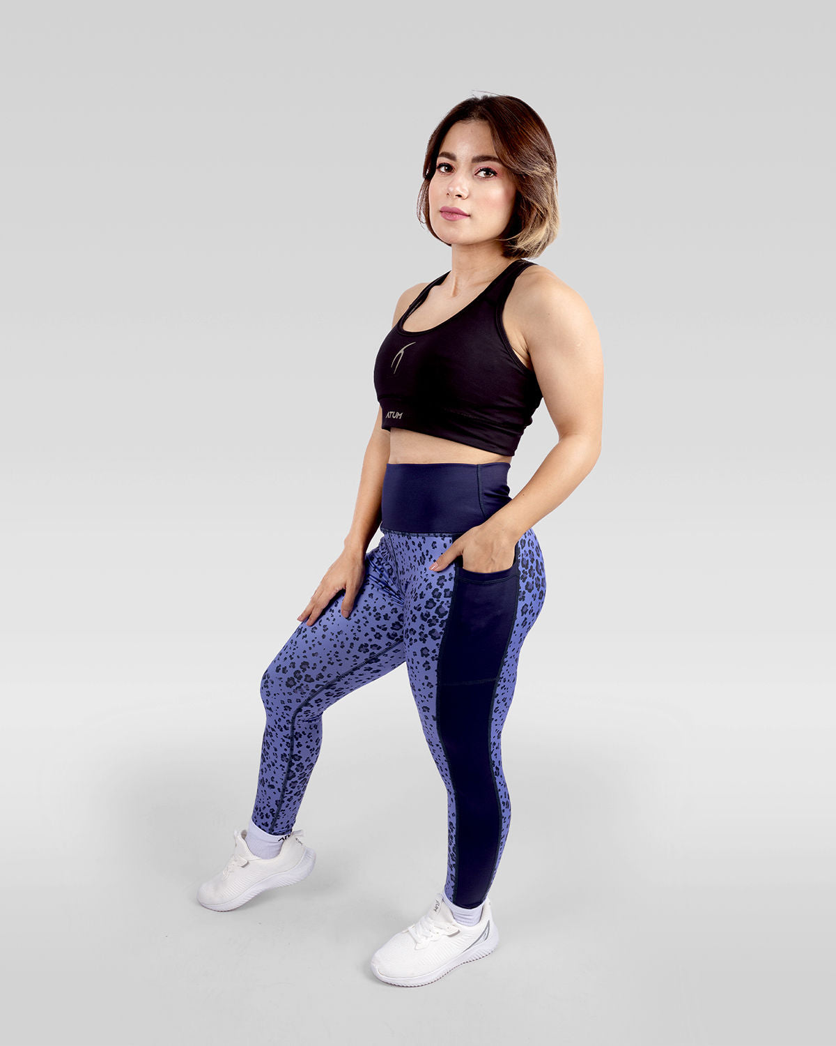 Women's Floral Purple Leggings-Atum -63398860