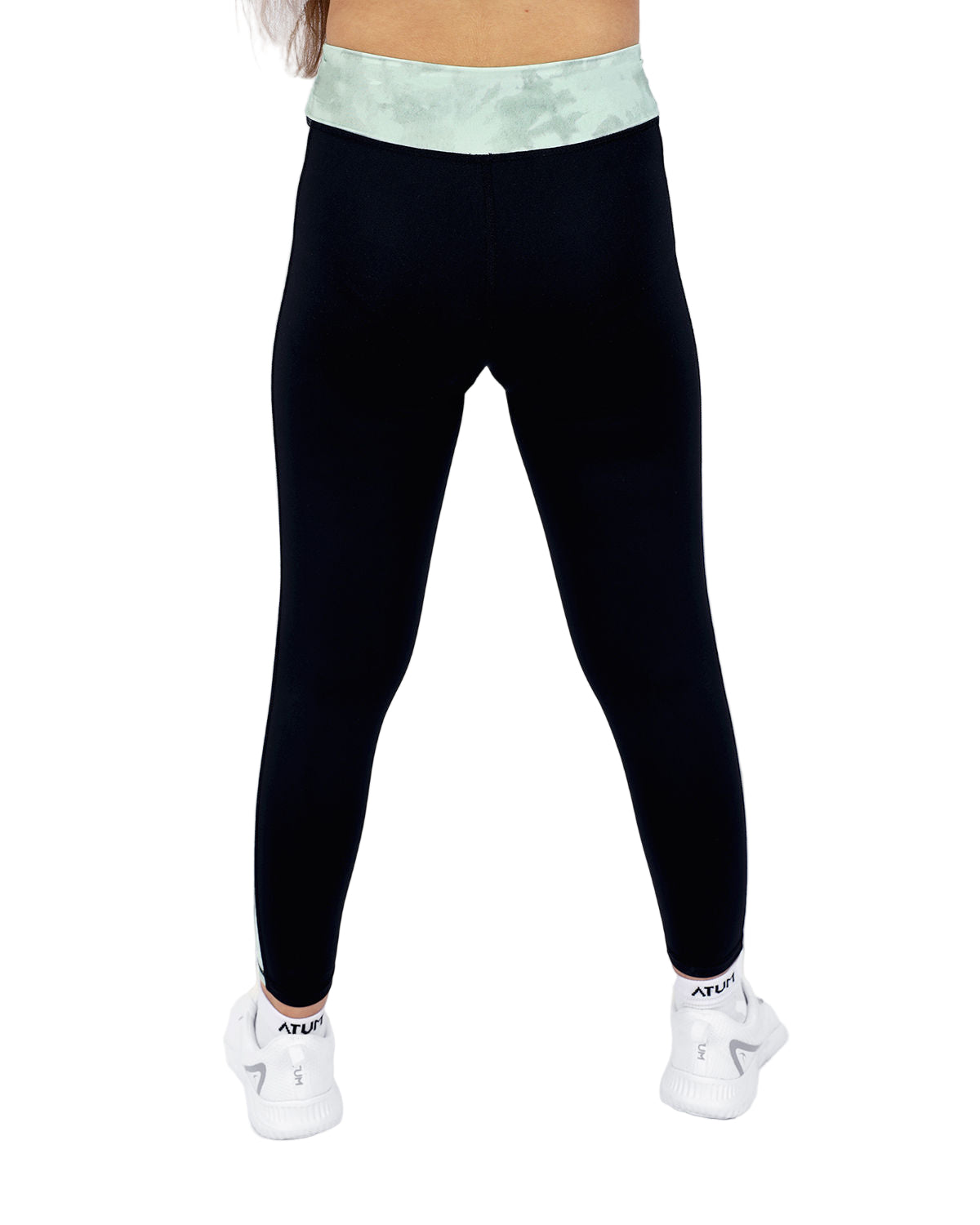 Girl's Marble Black Leggings-Atum -83018065