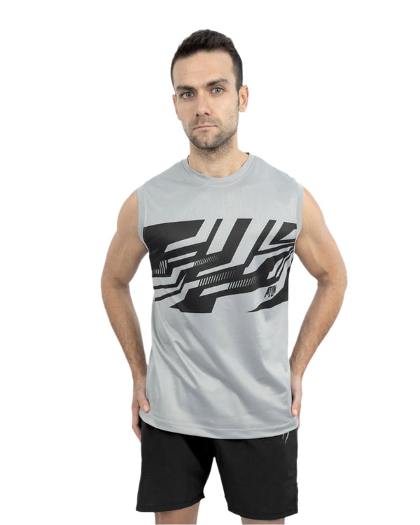 Men's Printed Gray Tank Top-Atum -13641029