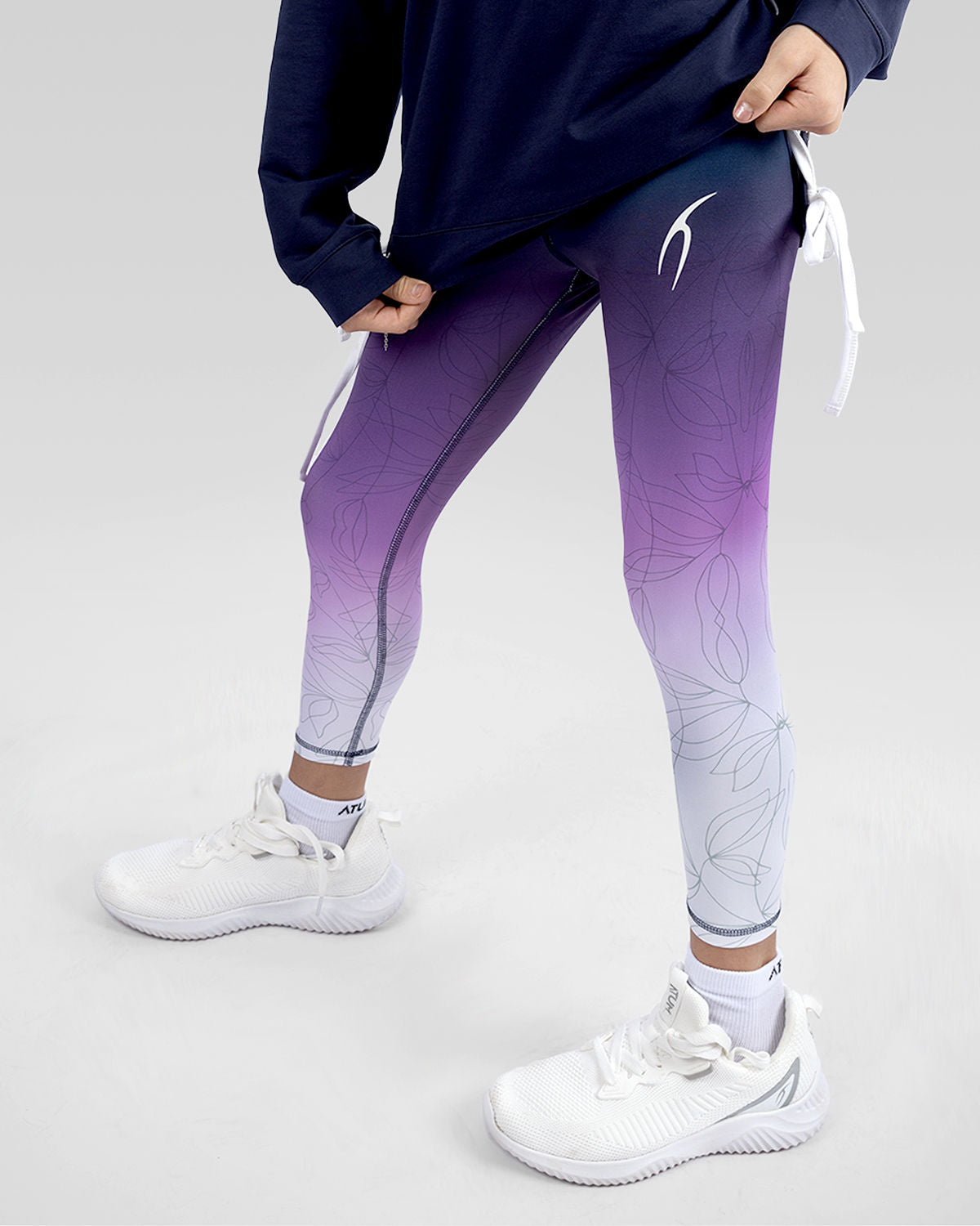 Printed Girl's Navy Leggings-Atum -80278263