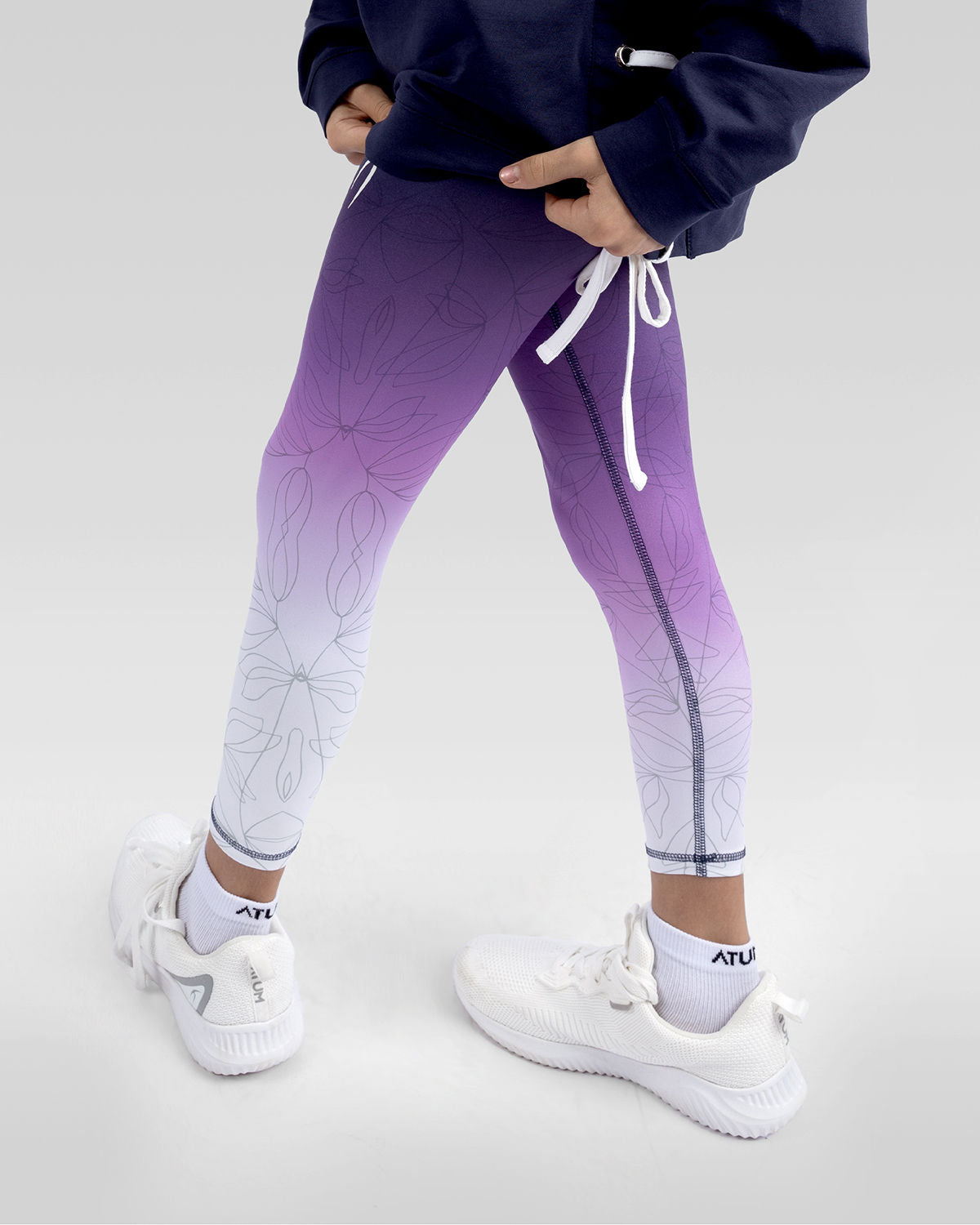 Printed Girl's Navy Leggings-Atum -61284115